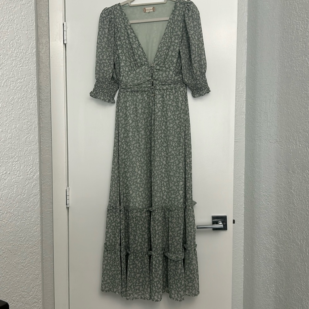 Green floral maxi dress